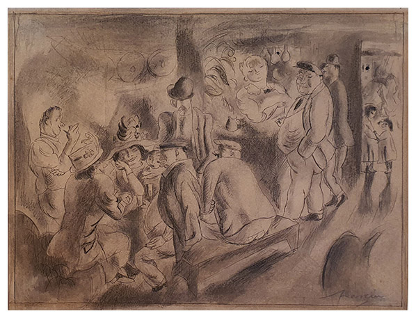 Dans l'auberge (In the Inn)
, drawing by Jules PASCIN